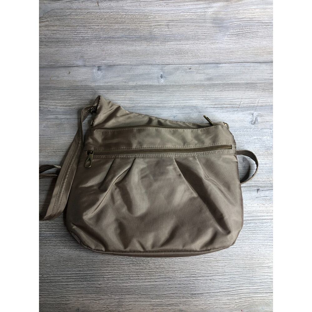 Travelon Asymmetric Crossbody Bag Purse in Taupe